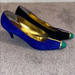 Vintage Anne Klein Couture 10 heels color block